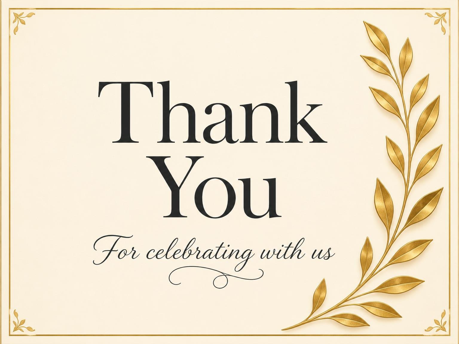 The matching thank-you card for the Gold Foil Laurel 80th Birthday invitation
