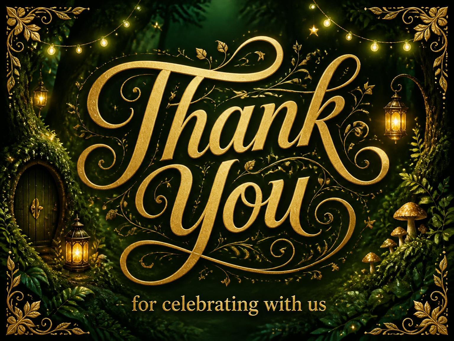 The matching thank-you card for the Forest Dragon 5th Birthday Invitation invitation