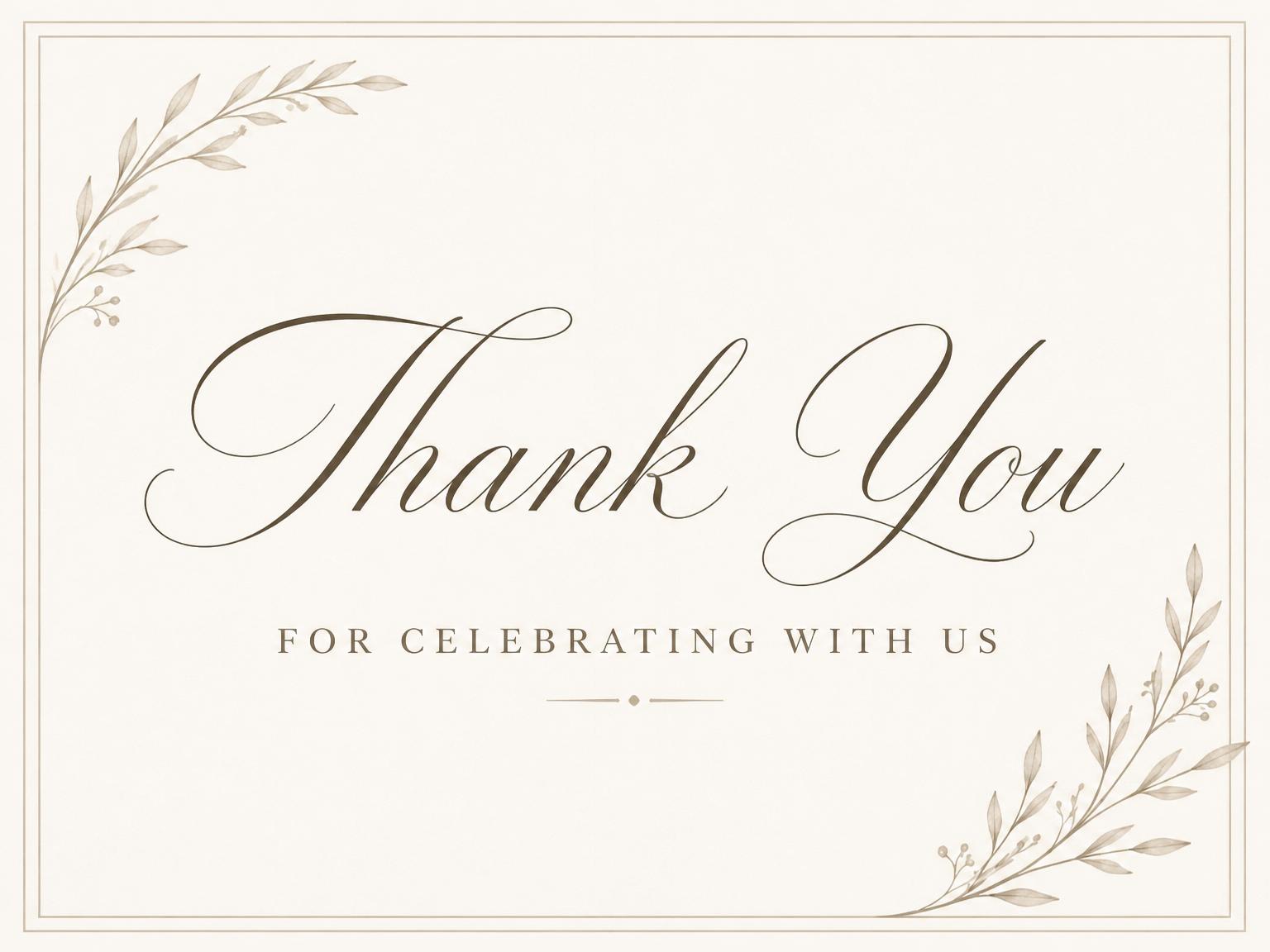 The matching thank-you card for the Minimalist Willow Arch Wedding Suite invitation