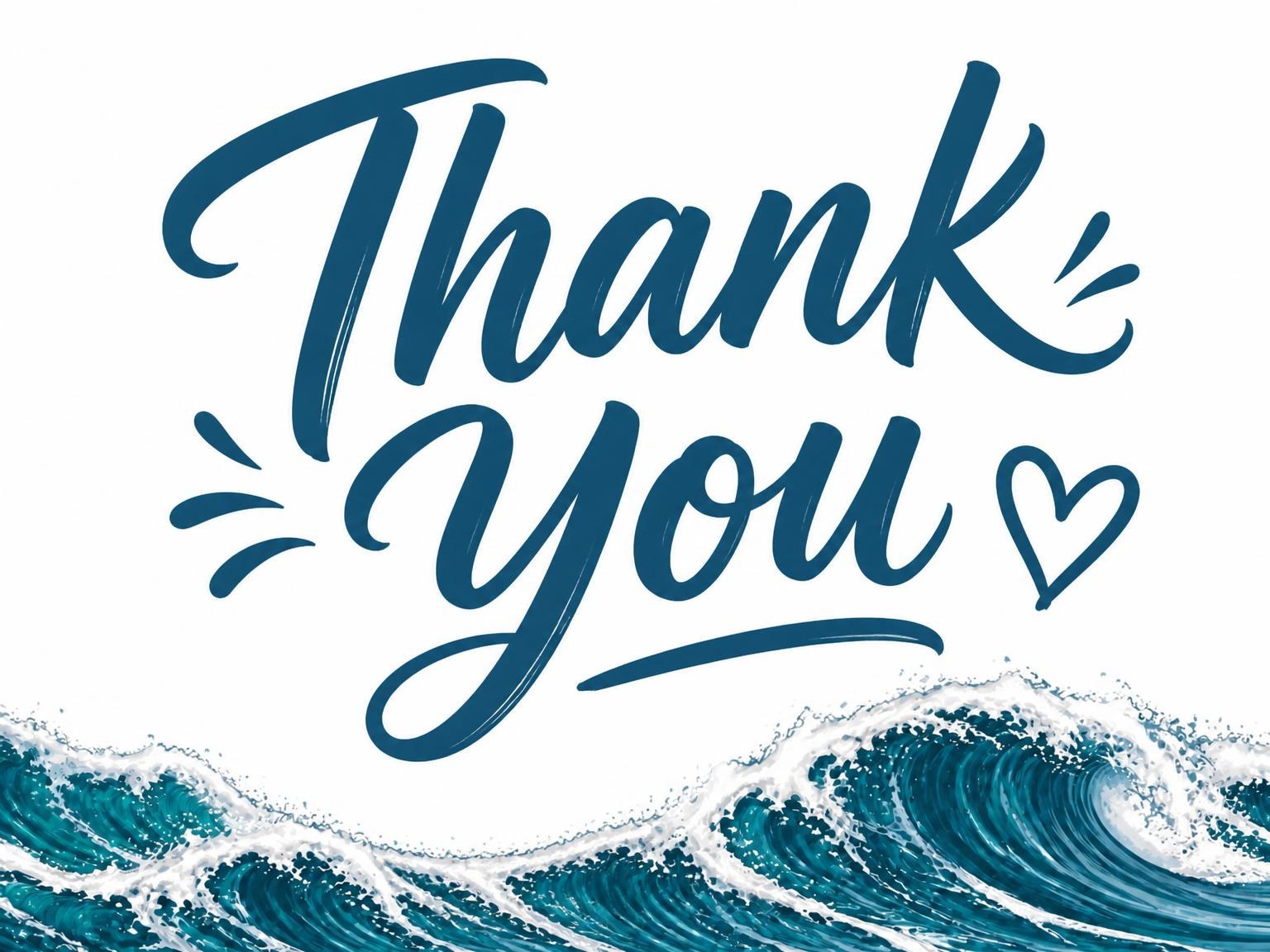 The matching thank-you card for the Teal Wave Beach Party Invitation invitation
