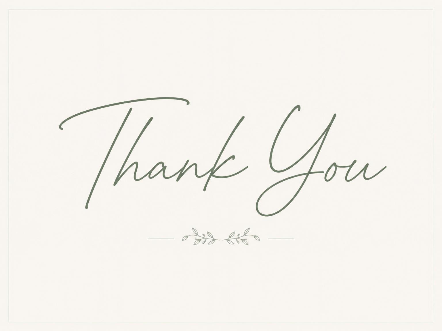 The matching thank-you card for the Cream and Sage 50th Birthday invitation