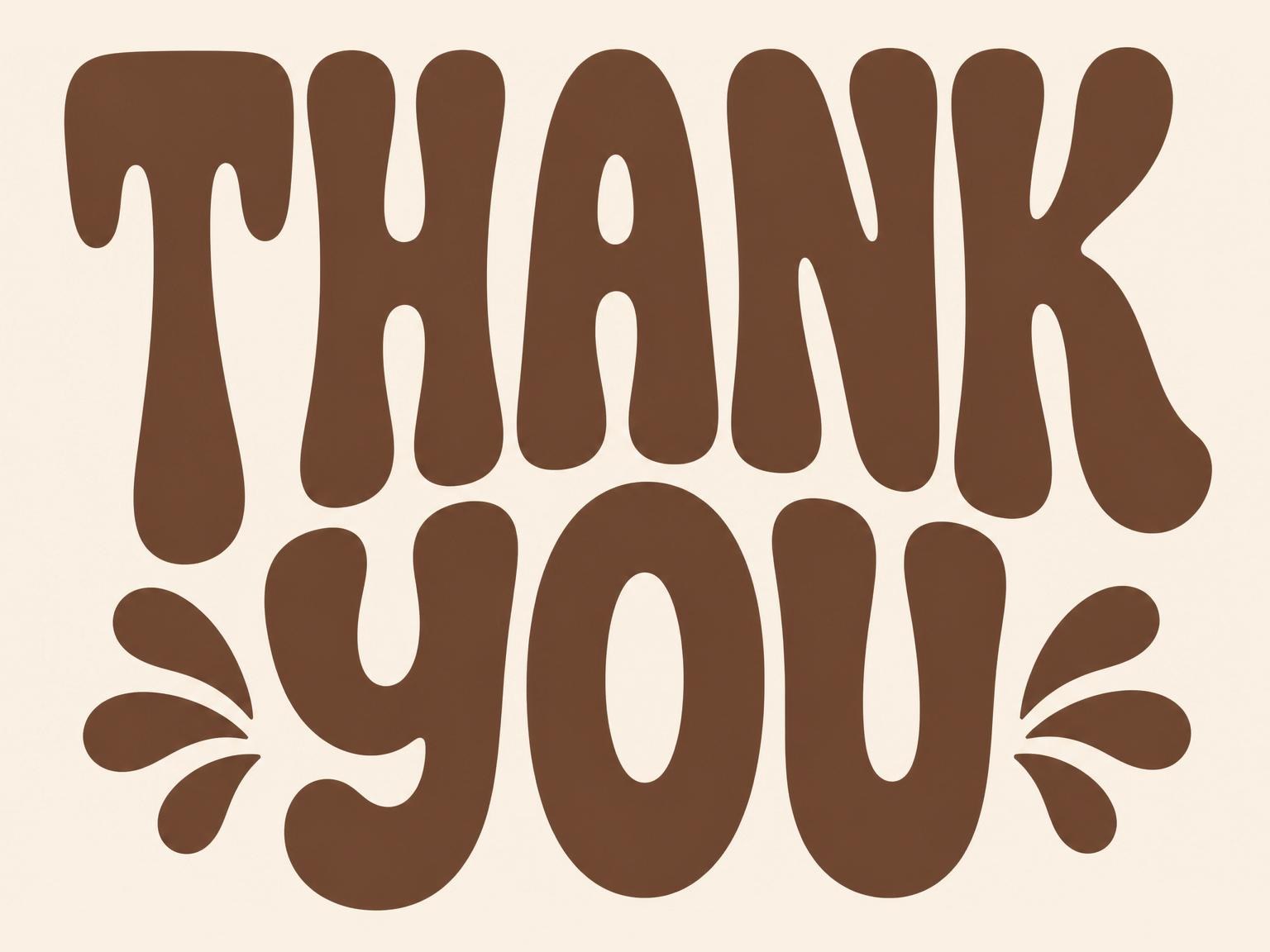 The matching thank-you card for the Brown Groovy Typography 70th Birthday invitation