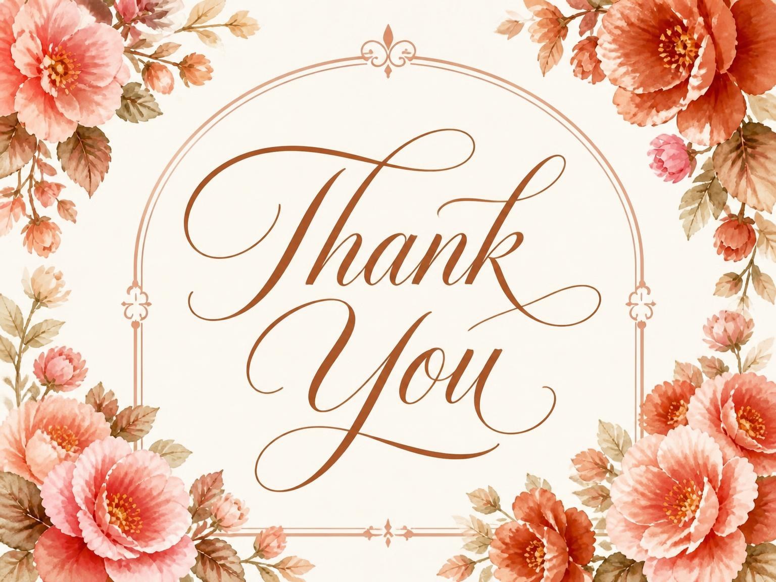 The matching thank-you card for the Terracotta Watercolor Floral Bridal Shower invitation