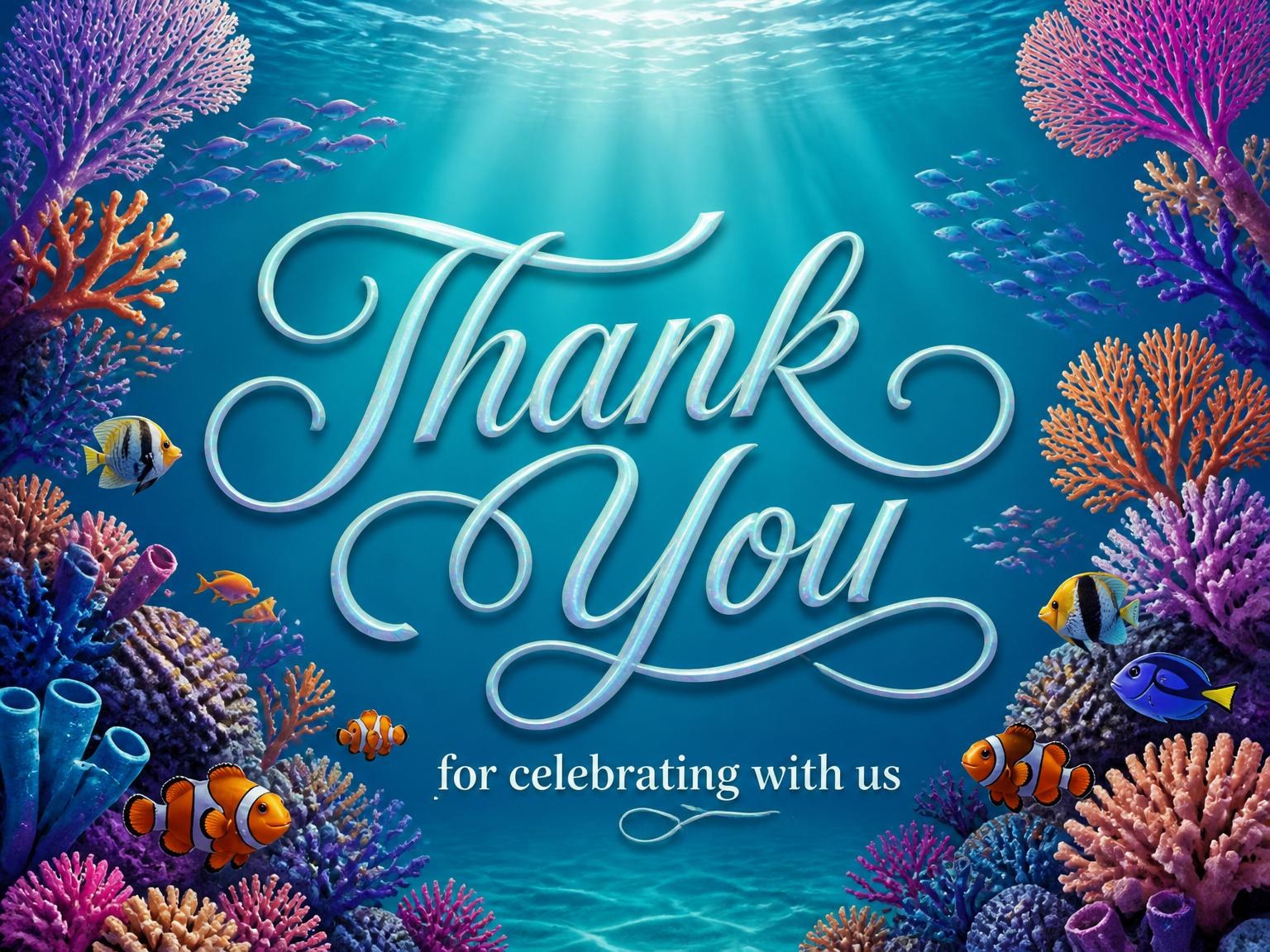 The matching thank-you card for the Deep Sea Mermaid Baby Shower invitation