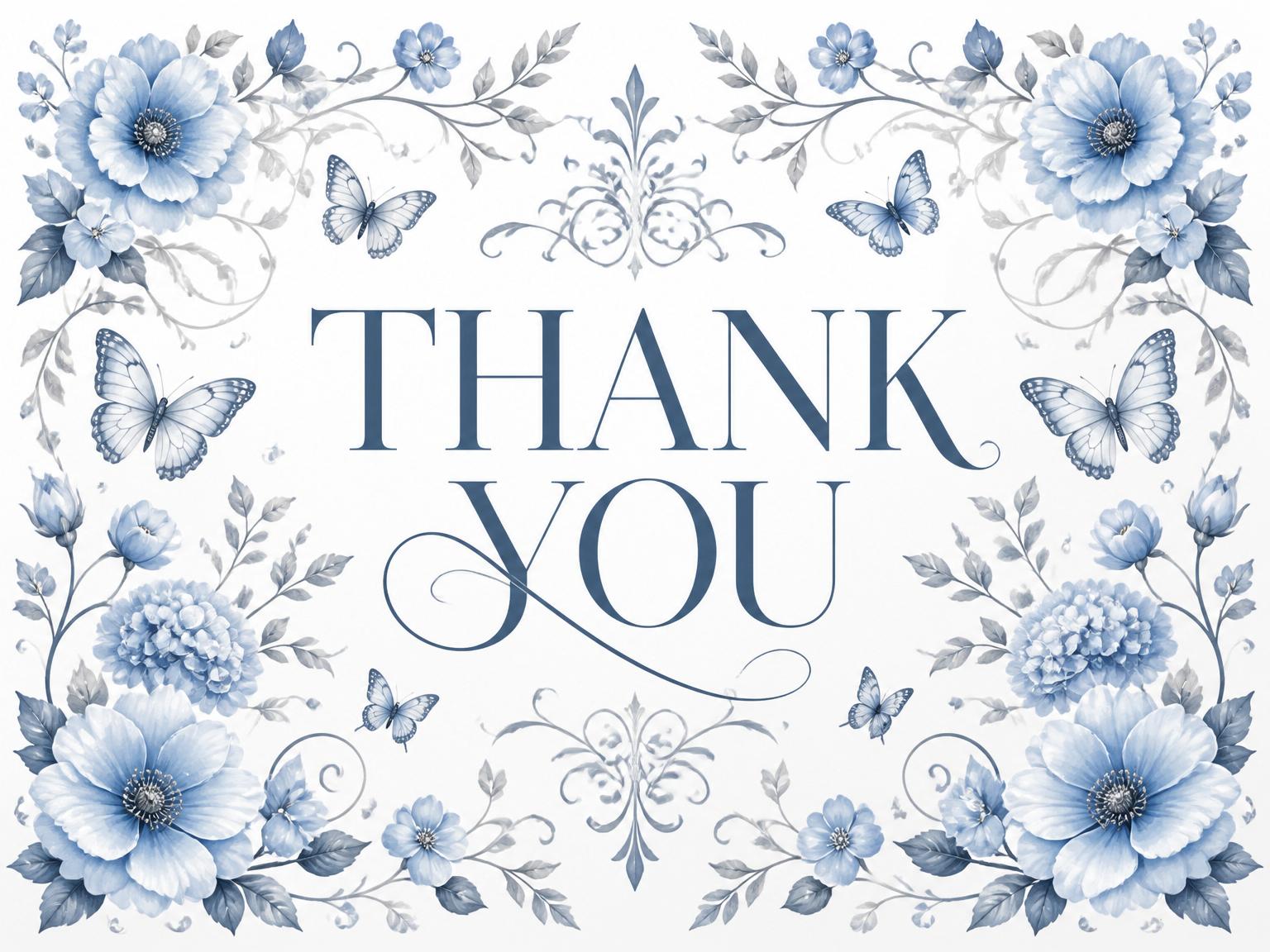 The matching thank-you card for the Ethereal Blue Botanical Wedding Invitation invitation