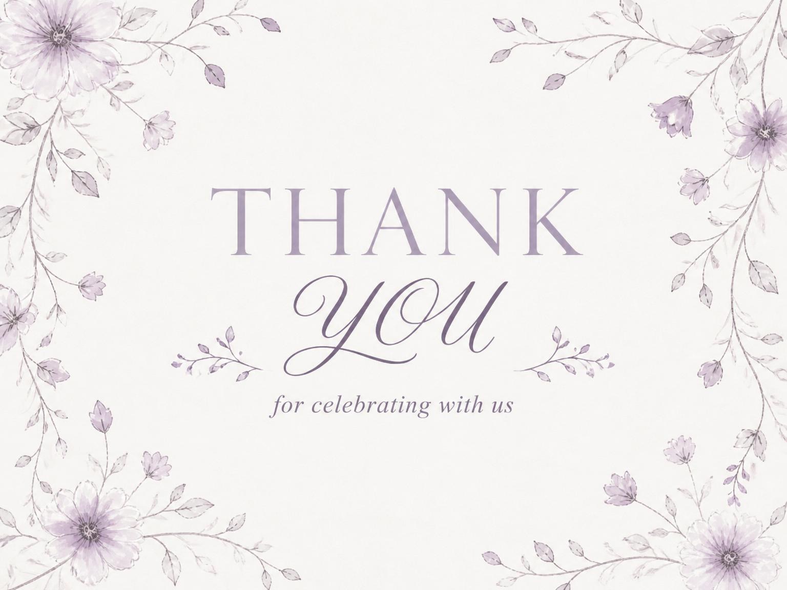 The matching thank-you card for the Elegant Anemone 30th Birthday invitation