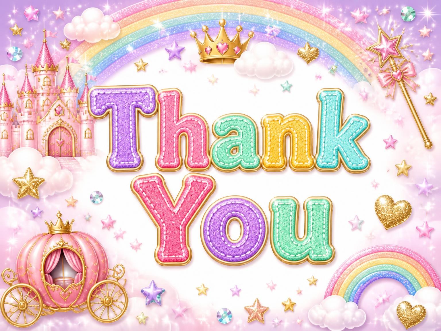 The matching thank-you card for the Glitter Princess Castle 2nd Birthday Invitation invitation