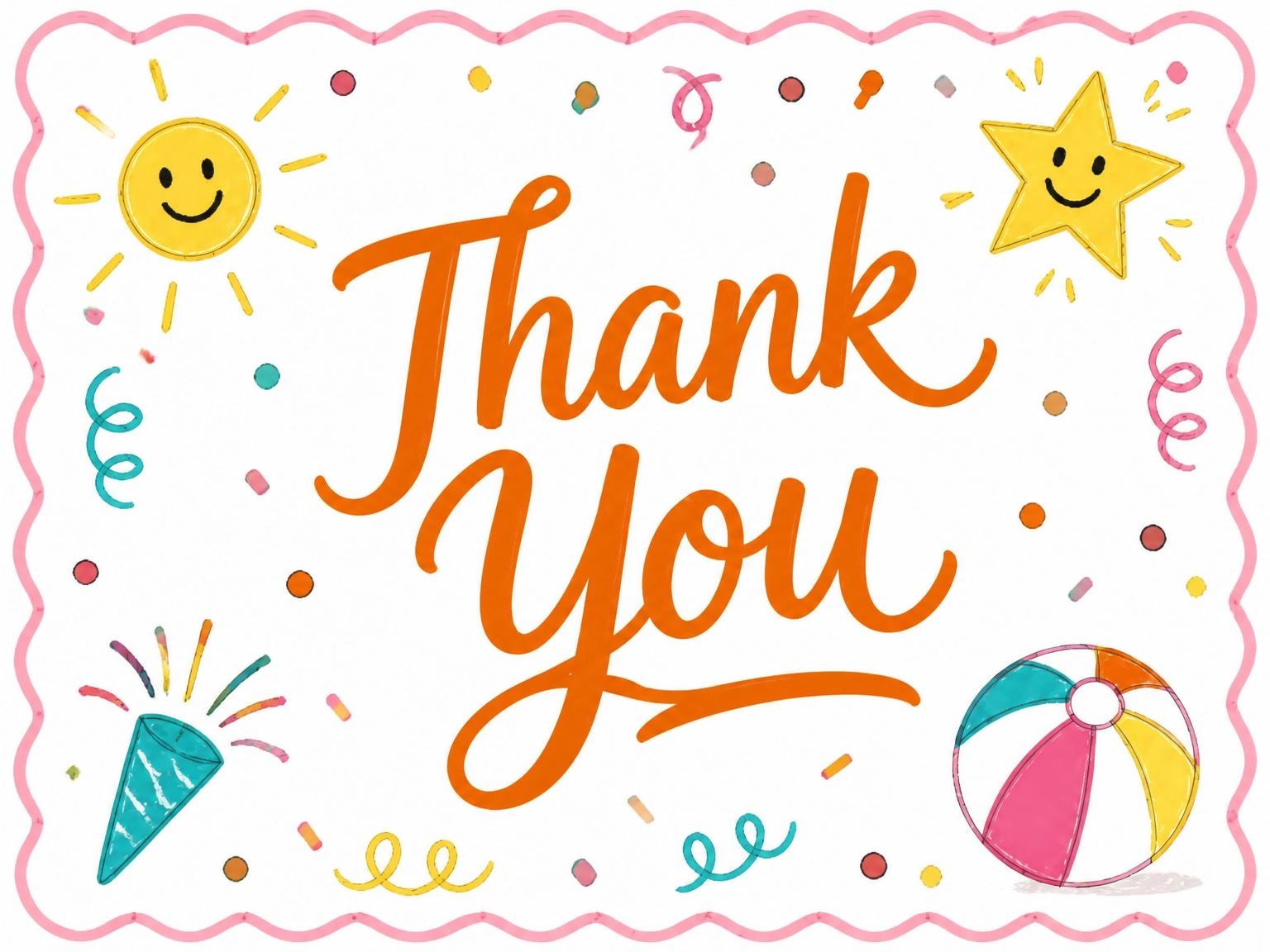 The matching thank-you card for the Bright Icon Playful 10th Birthday Invitation invitation