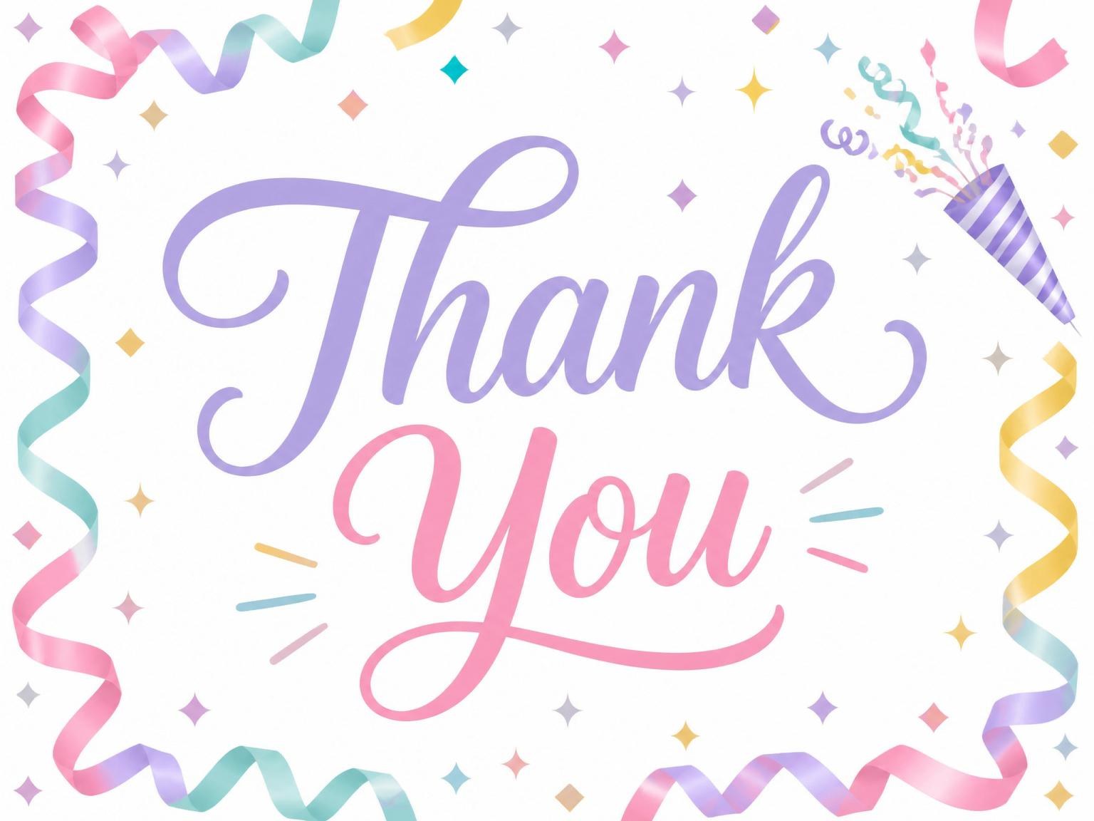 The matching thank-you card for the Pastel Streamer Confetti Birthday Invitation invitation