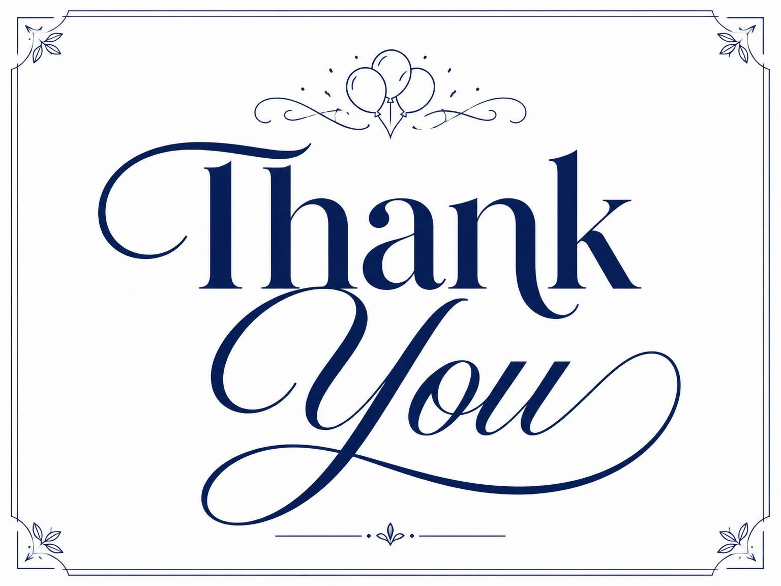 The matching thank-you card for the Navy Bold Typography Milestone Birthday invitation