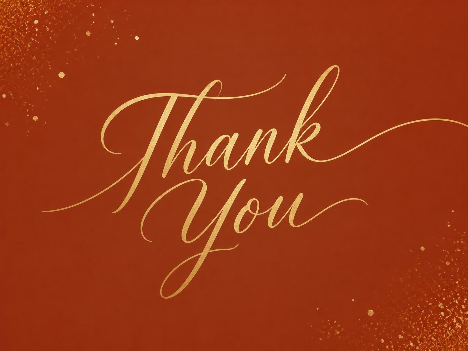 The matching thank-you card for the Terracotta and Gold Birthday Invitation invitation