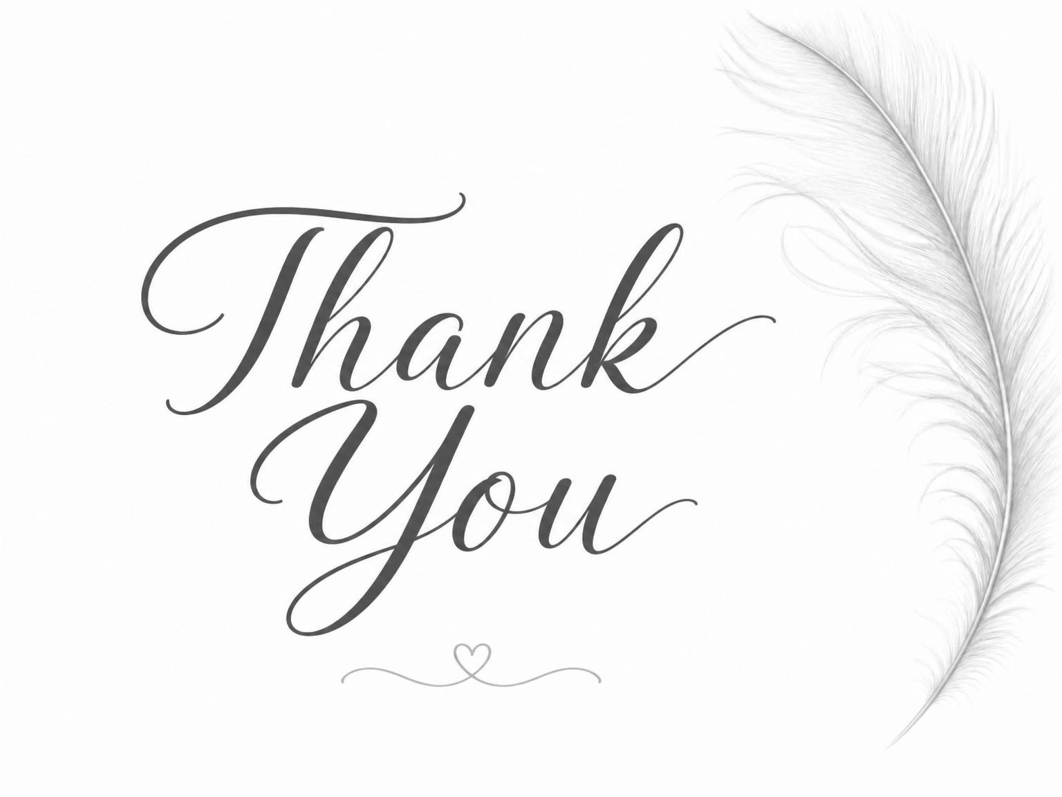 The matching thank-you card for the Minimalist Grey Feather Baby Shower invitation