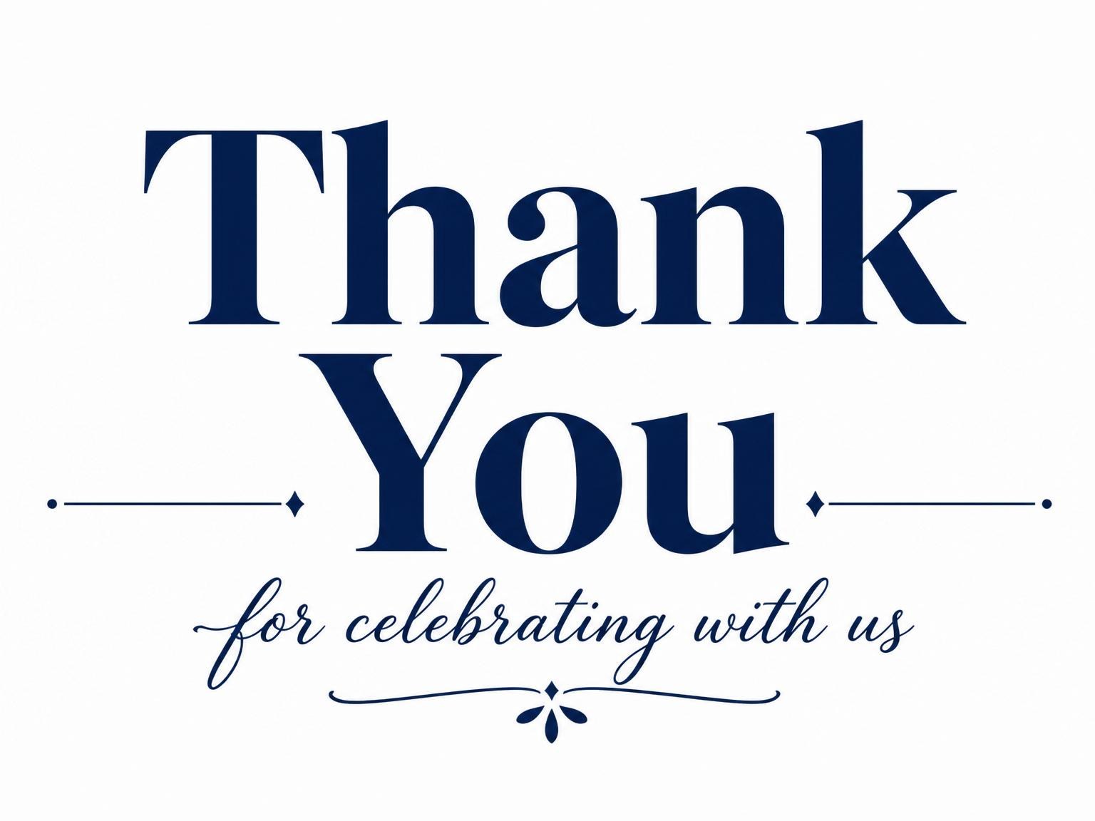 The matching thank-you card for the Navy Bold Typography Milestone Birthday invitation