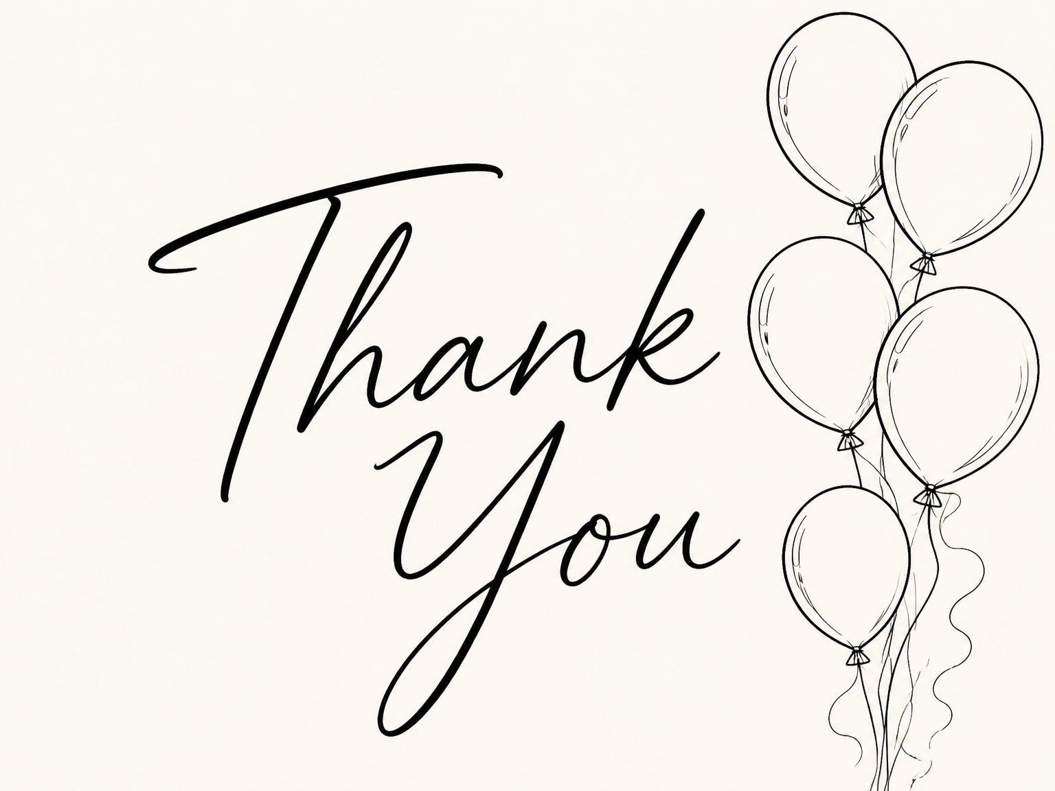 The matching thank-you card for the Cream and Black Line-Art 16th Birthday invitation