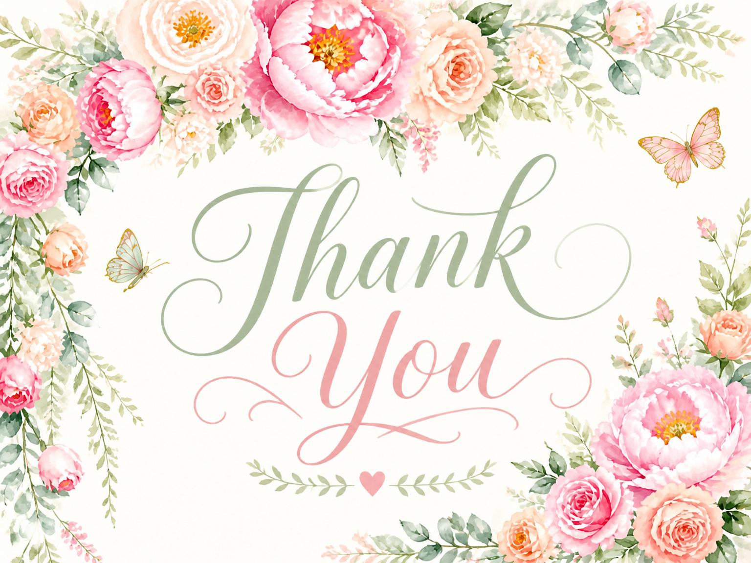 The matching thank-you card for the Floral Bridal Shower invitation