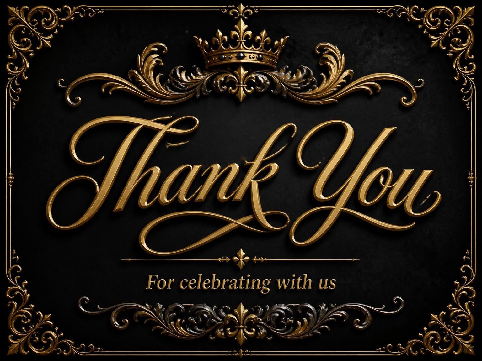 The matching thank-you card for the Gold Foil Medieval Crest 10th Birthday invitation