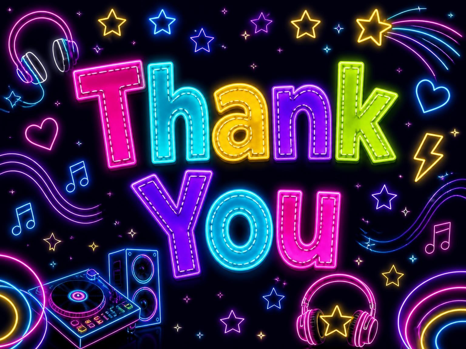The matching thank-you card for the Neon Dance Party 24th Birthday Invitation invitation