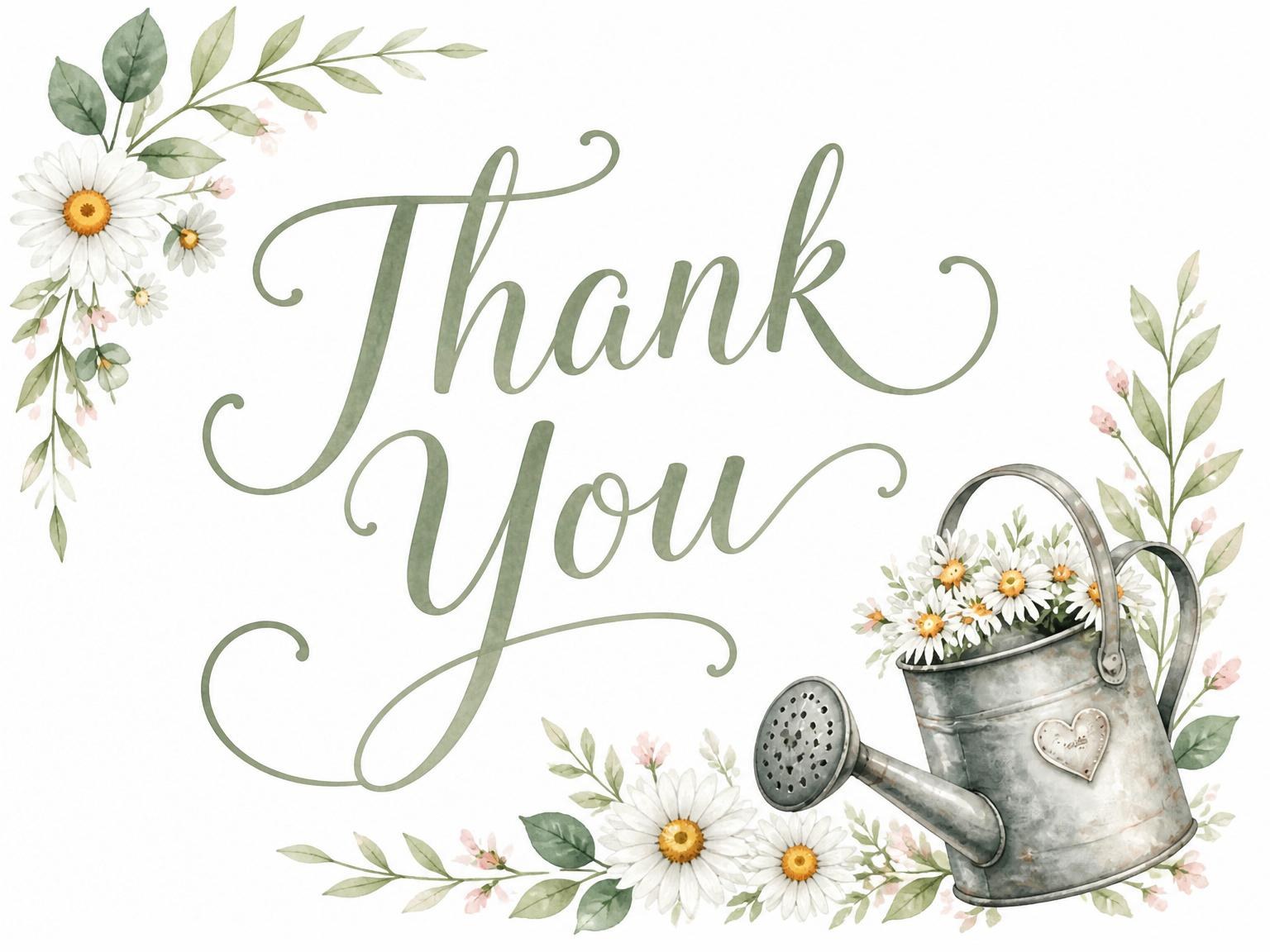 The matching thank-you card for the Watercolor Daisy Garden 6th Birthday invitation