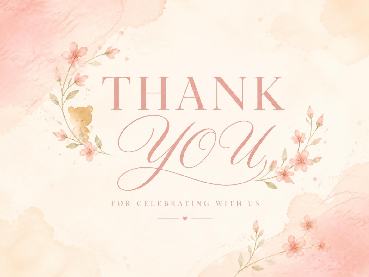 The matching thank-you card for the Sweetest Hunny Bear Baby Shower invitation