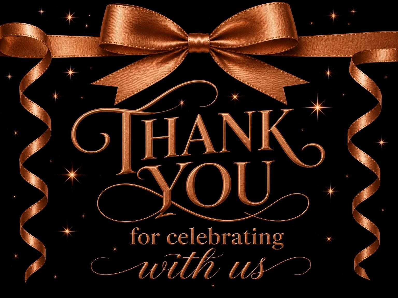 The matching thank-you card for the Rose Gold Ribbon 95th Birthday invitation