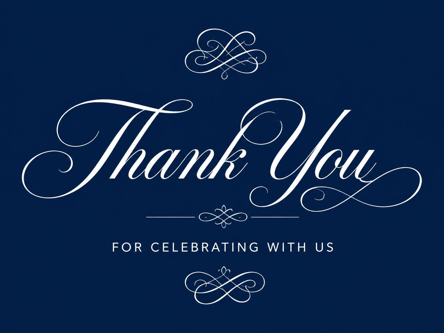 The matching thank-you card for the Navy Monogram Minimalist Bridal Shower invitation