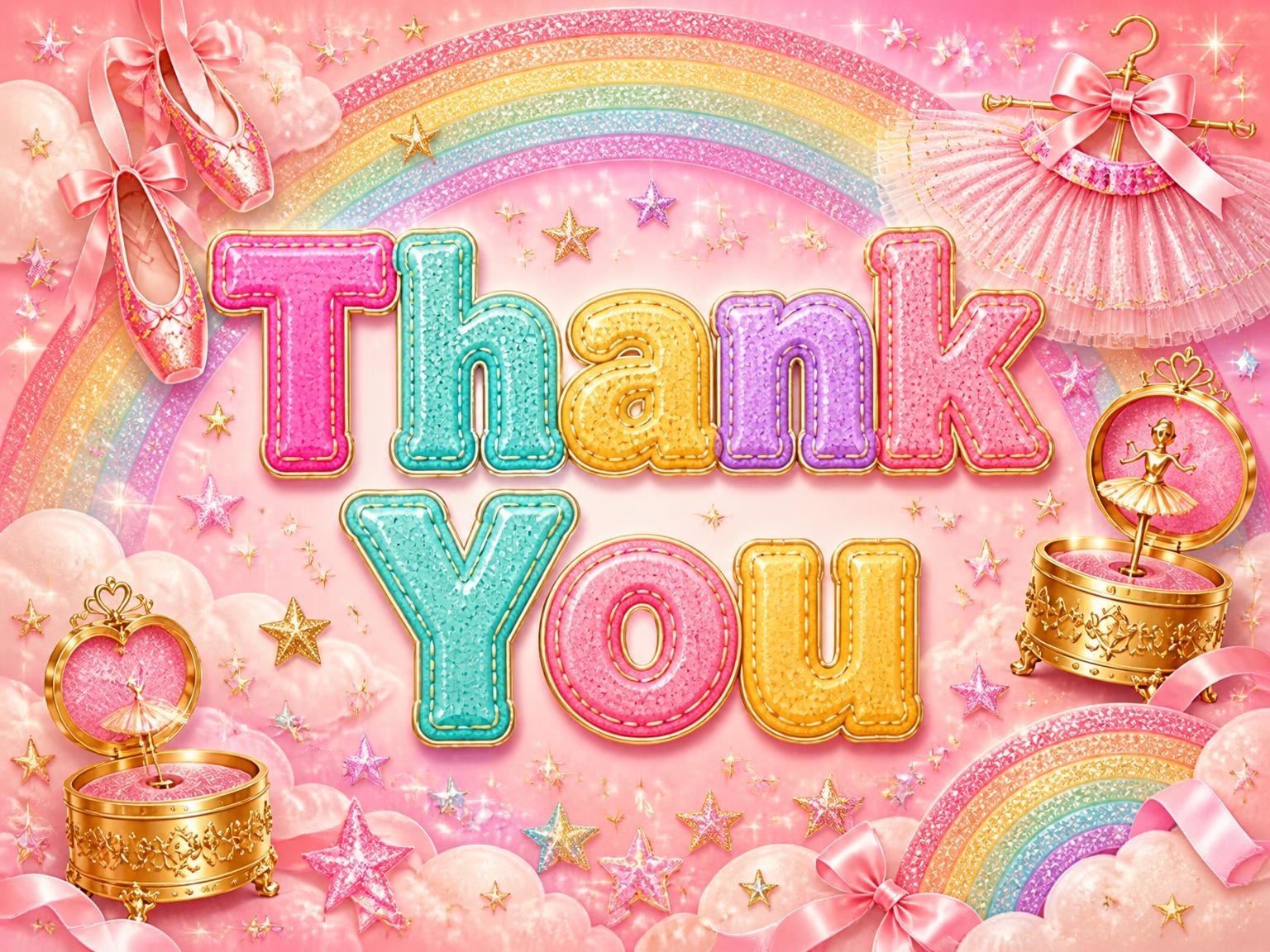 The matching thank-you card for the Glitter Ballet 9th Birthday Invitation invitation
