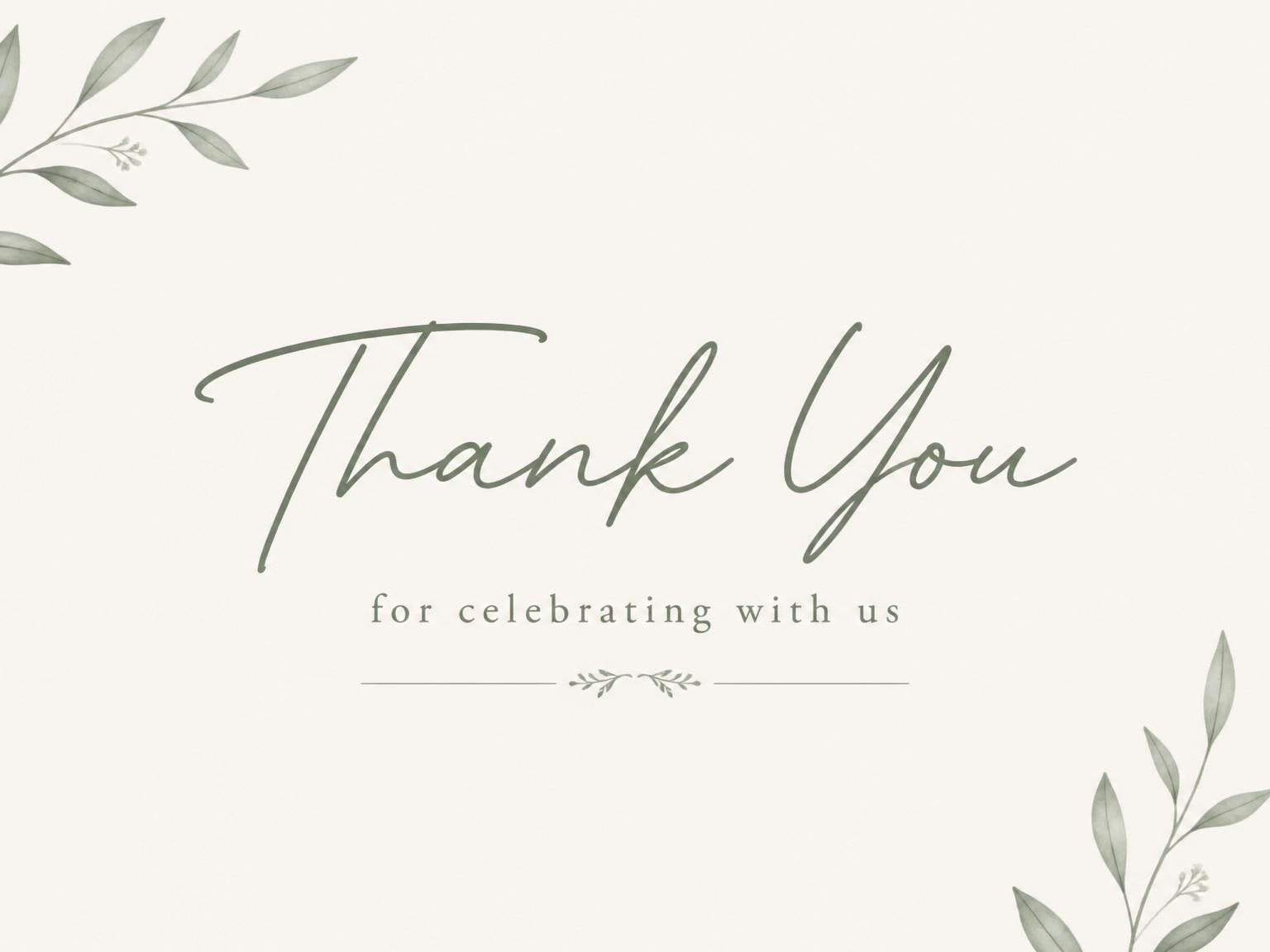 The matching thank-you card for the Minimalist Sage Green 50th Birthday invitation