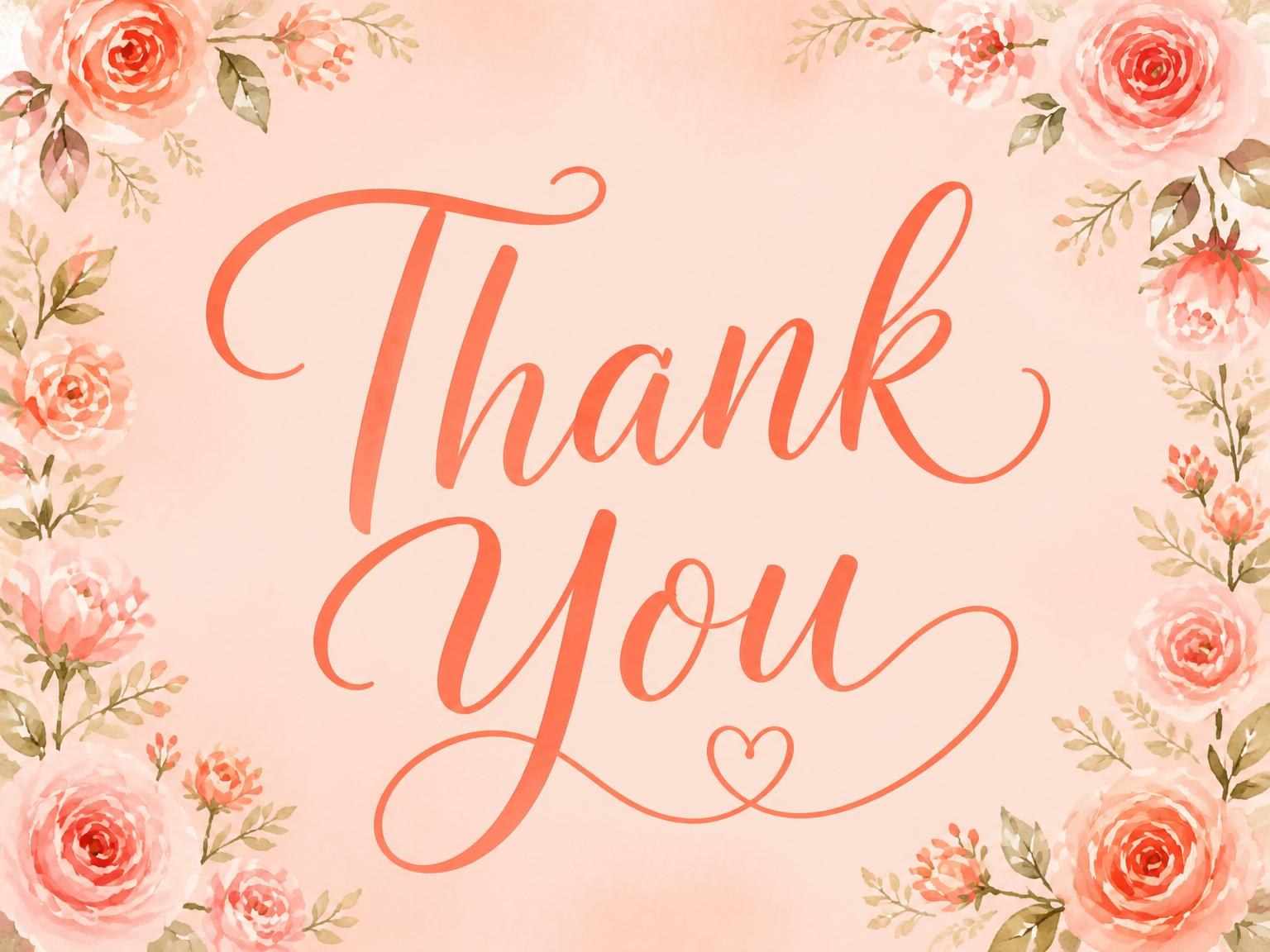 The matching thank-you card for the Watercolor Coral Rose Bridal Shower invitation
