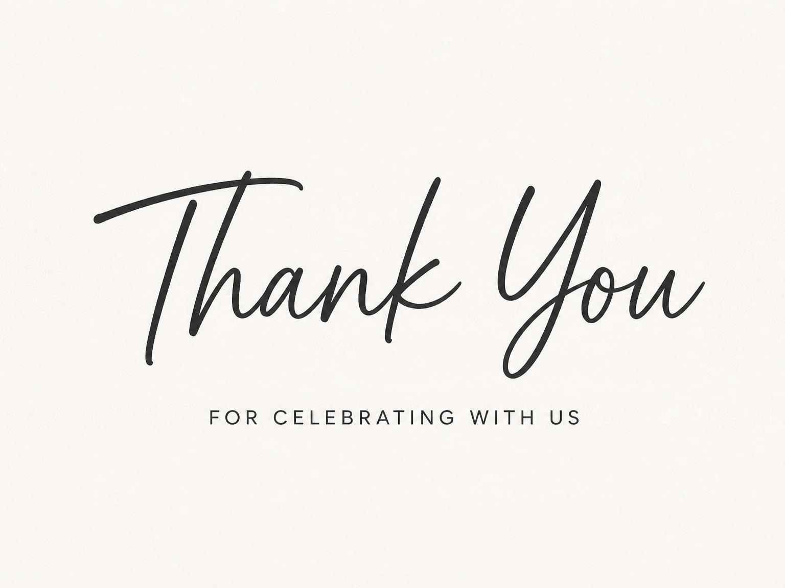The matching thank-you card for the Charcoal Script Minimalist 11th Birthday Invitation invitation