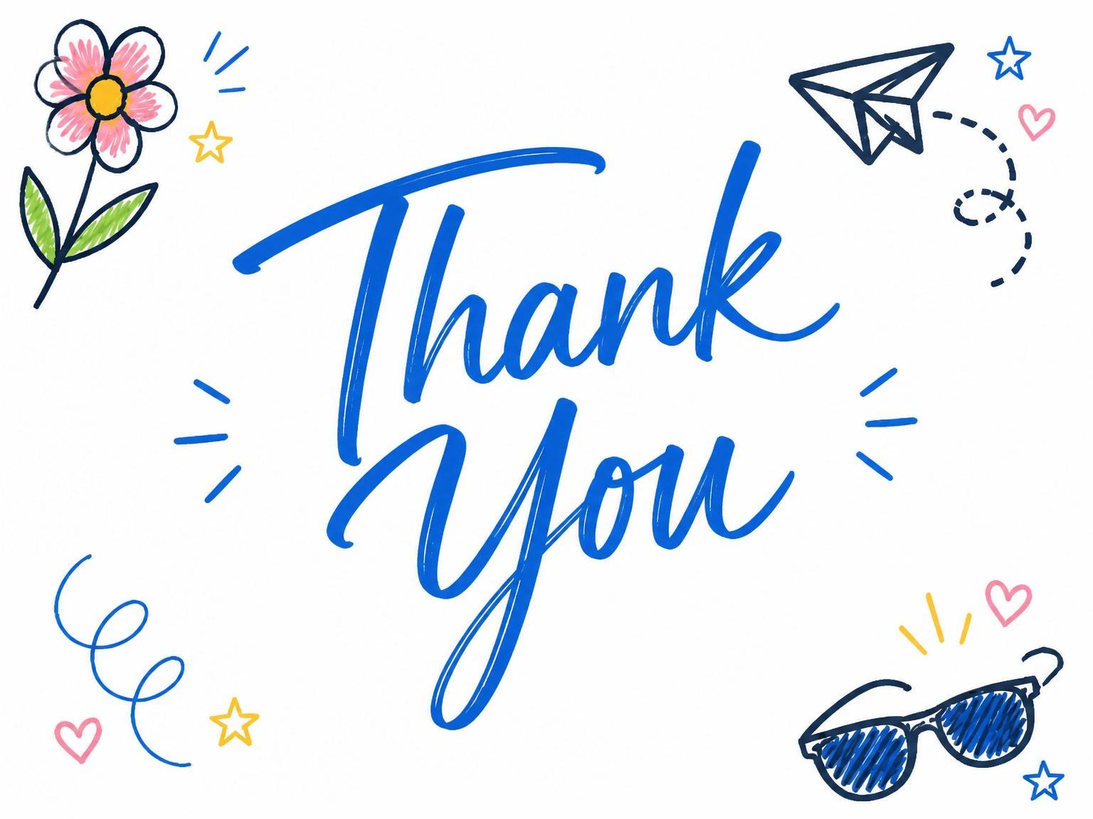 The matching thank-you card for the Primary Color Doodle 2nd Birthday Invitation invitation
