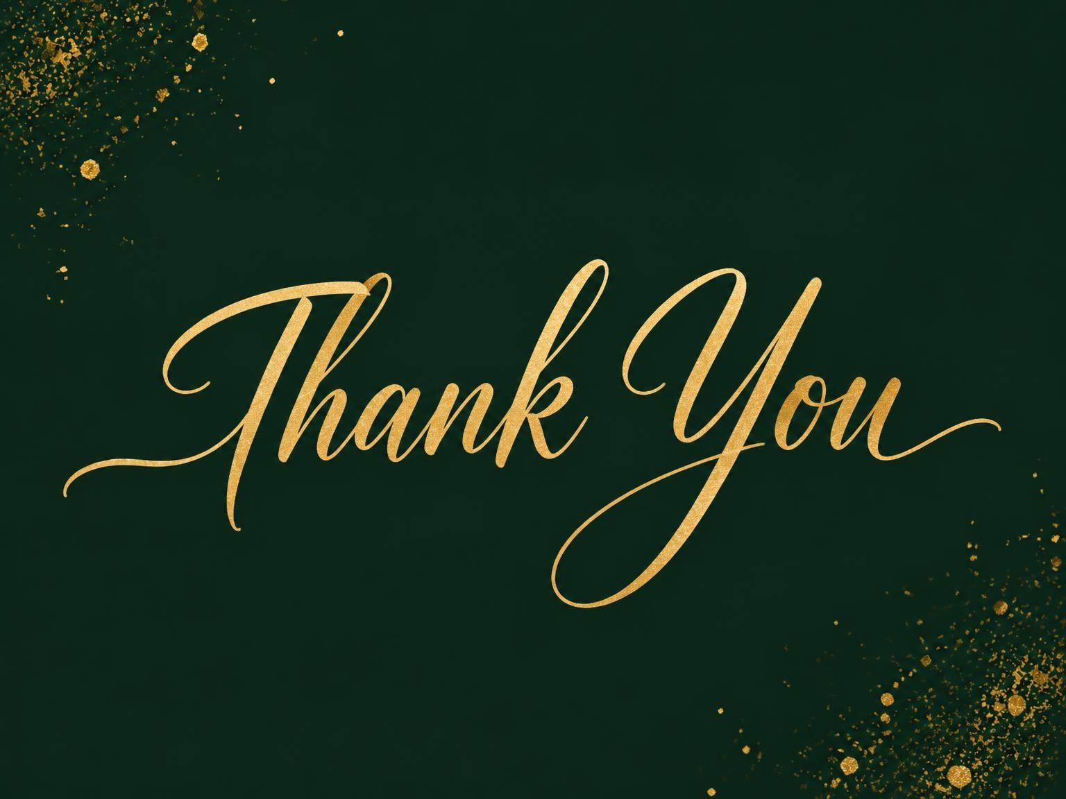 The matching thank-you card for the Forest Green and Gold Birthday Invitation invitation