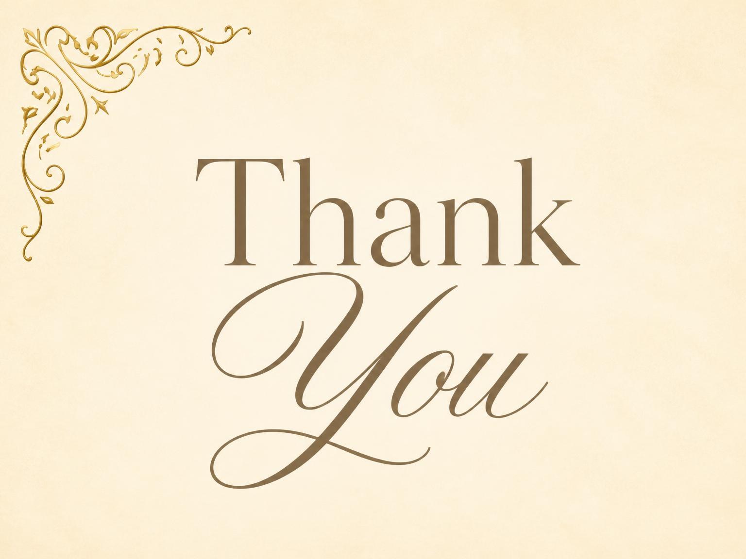 The matching thank-you card for the Cream and Gold Filigree Bridal Shower invitation