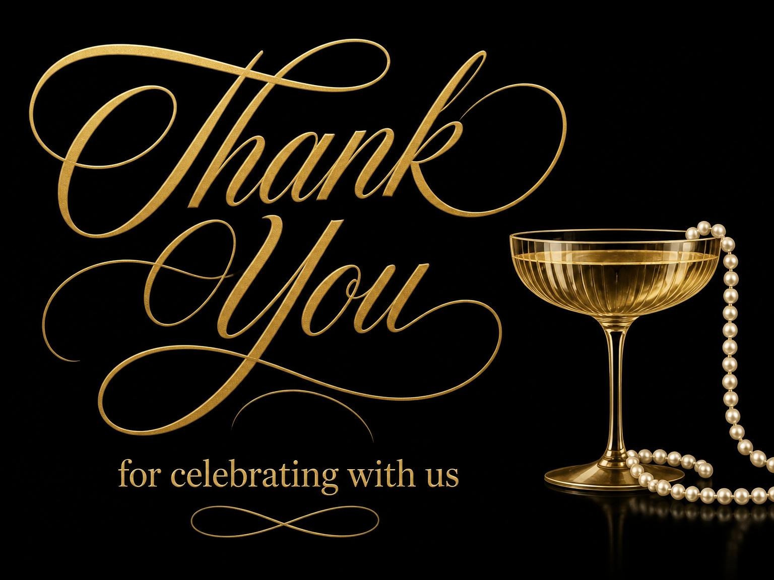 The matching thank-you card for the Gold Calligraphy Coupe Bridal Shower invitation