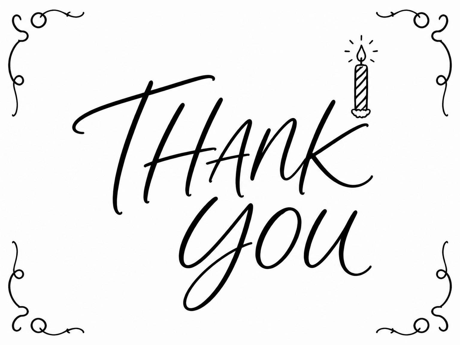 The matching thank-you card for the Black and White Candle 50th Birthday invitation