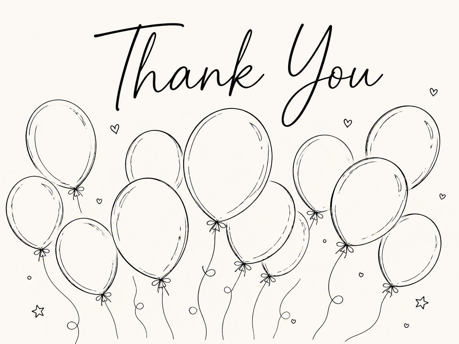 The matching thank-you card for the Minimalist Hand-Drawn Balloon 13th Birthday Invitation invitation