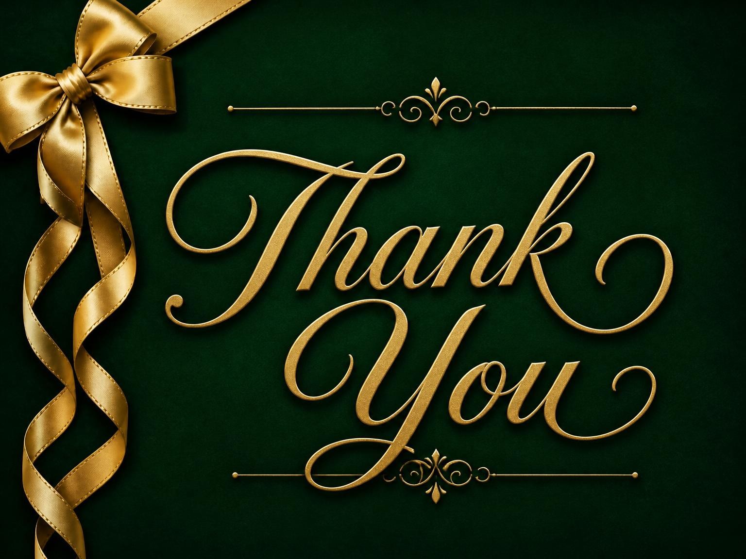 The matching thank-you card for the Emerald and Gold Ribbon 55th Birthday Invitation invitation