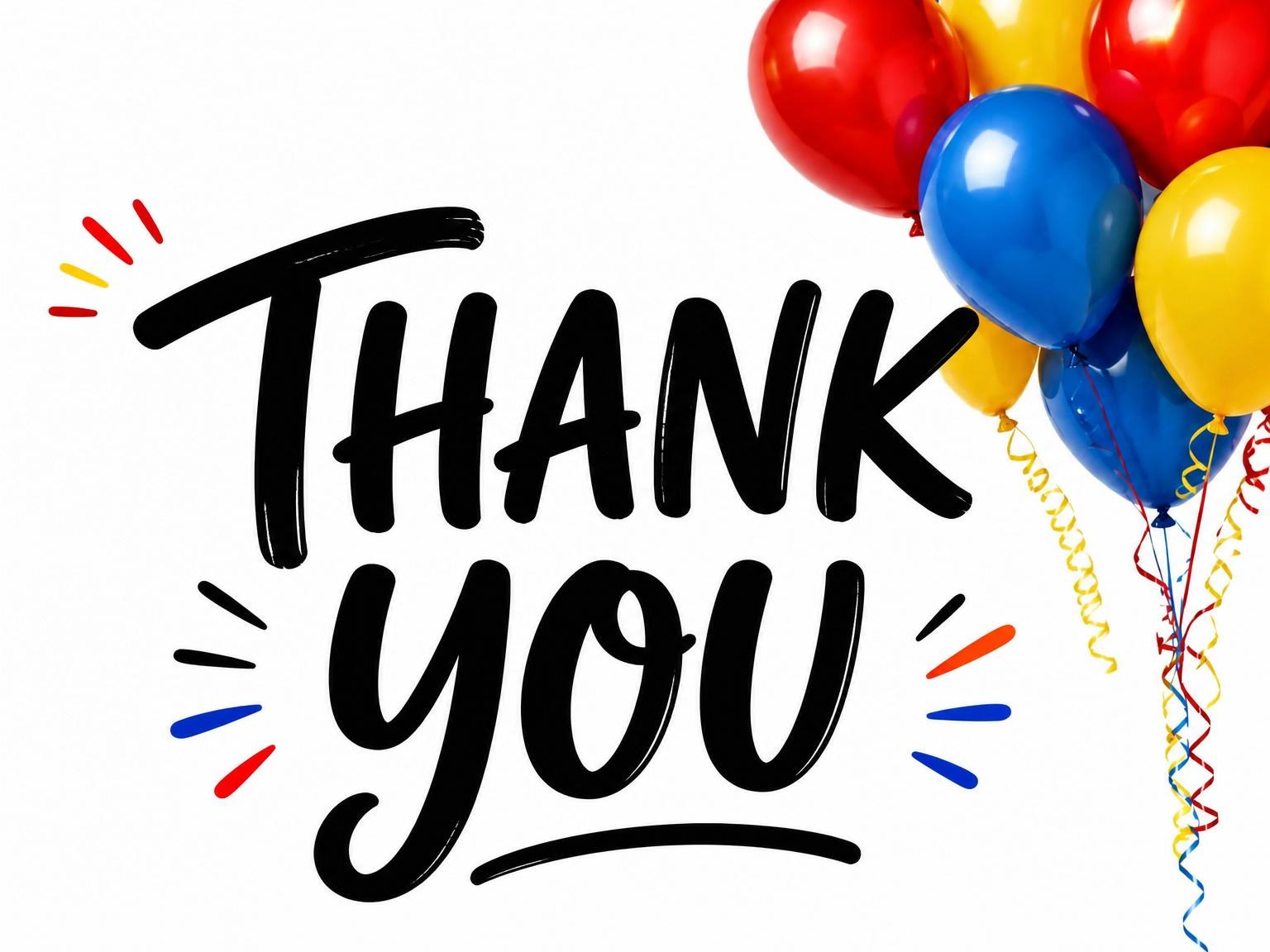 The matching thank-you card for the Primary Balloon Numerals 7th Birthday Invitation invitation
