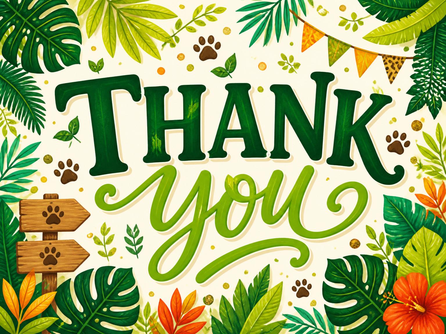 The matching thank-you card for the Wild Safari Adventure 4th Birthday Invitation invitation