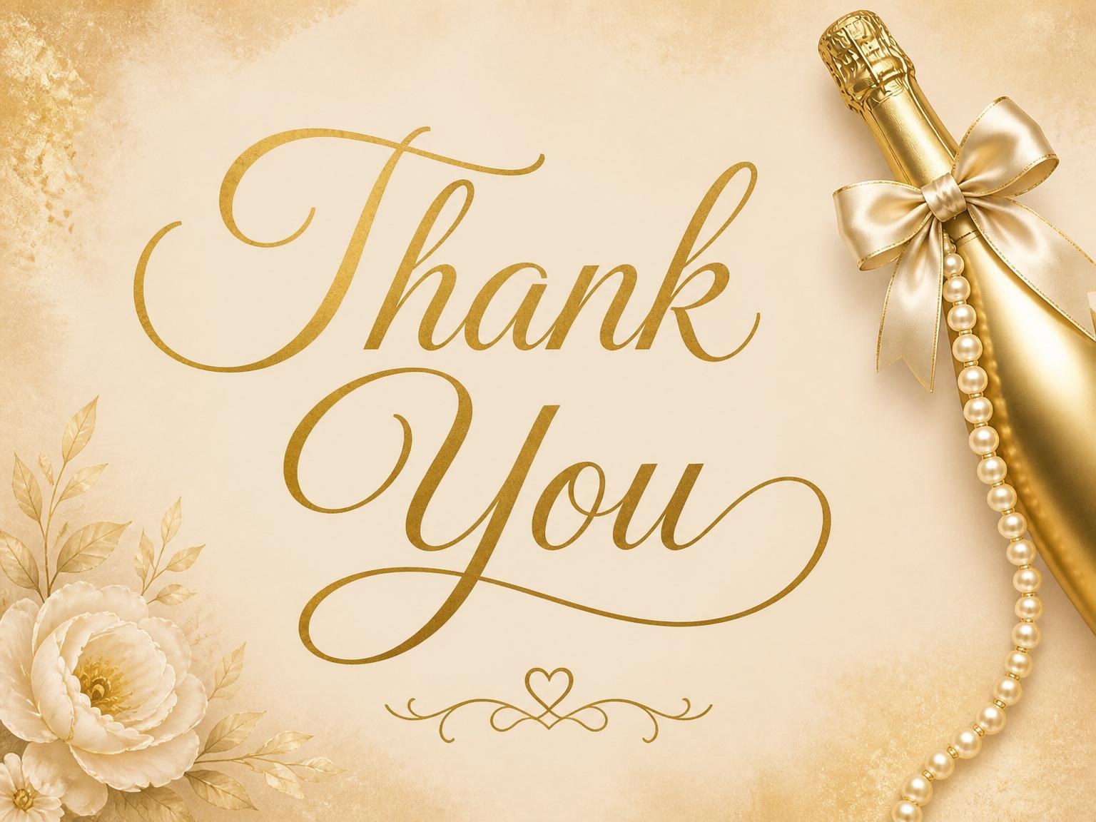 The matching thank-you card for the Gold Foil Champagne Bridal Brunch invitation