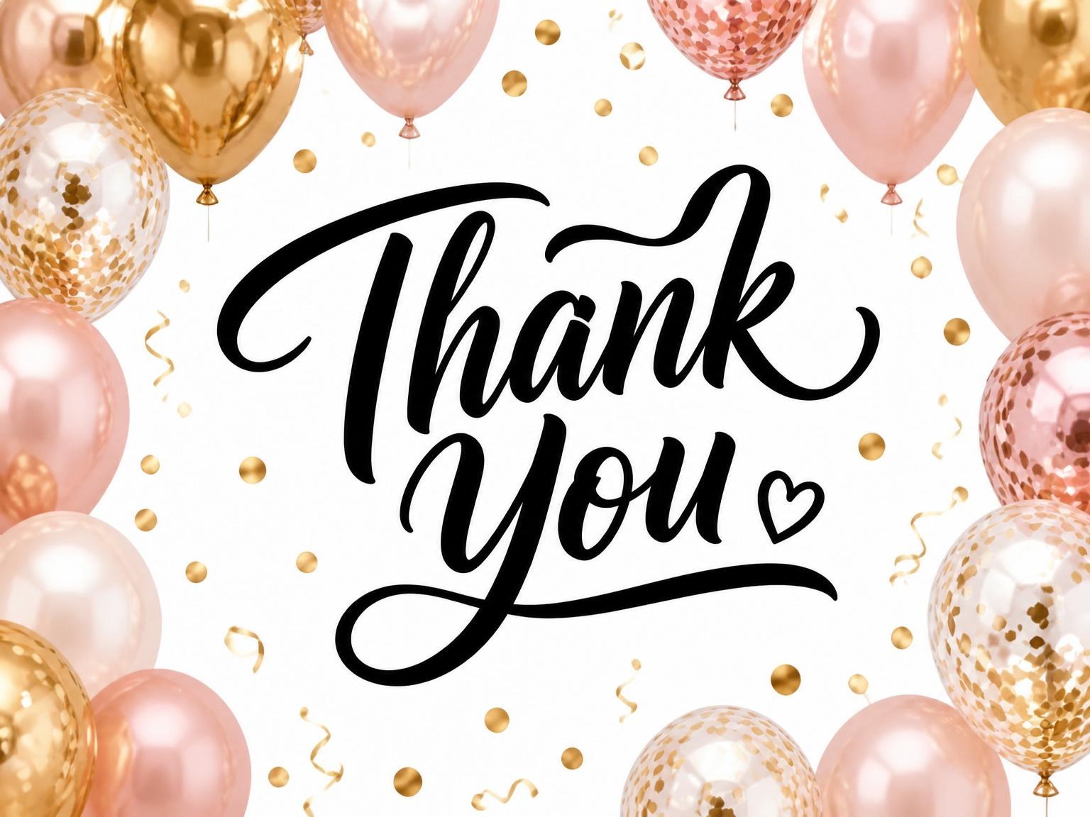 The matching thank-you card for the Gold Rose Balloon 90th Birthday invitation