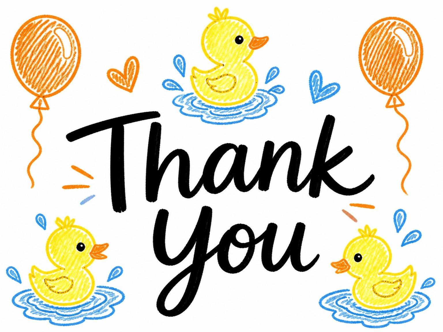 The matching thank-you card for the Crayon Rubber Duck 3rd Birthday invitation