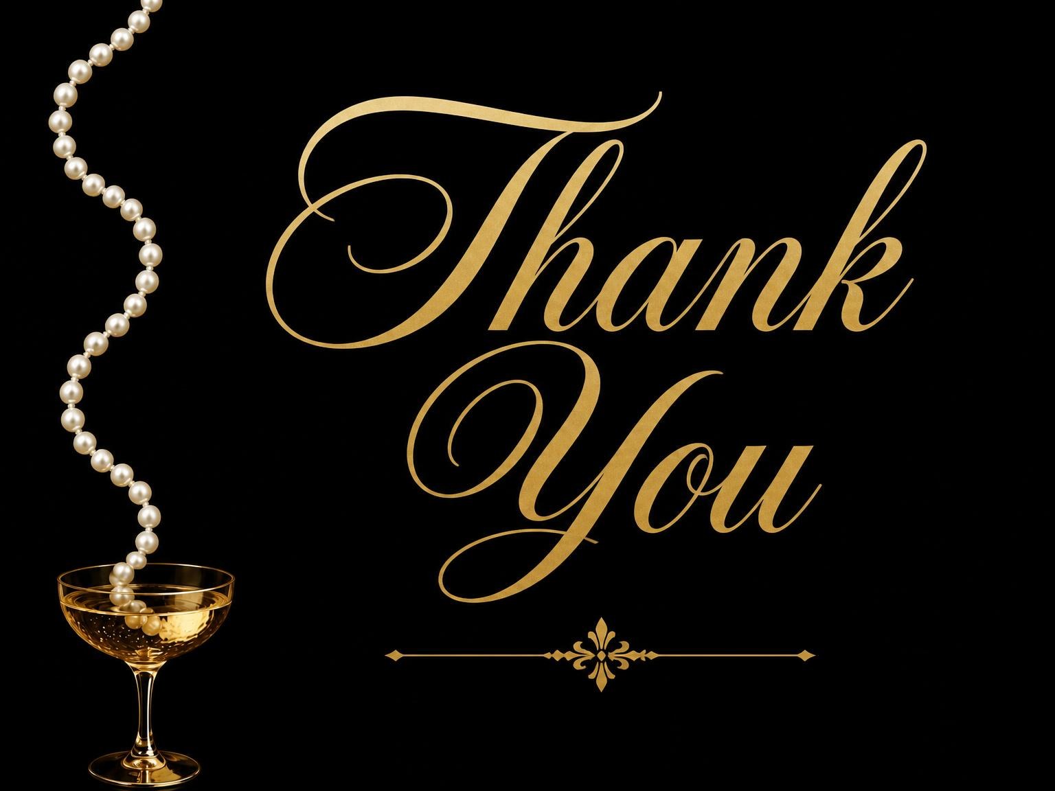 The matching thank-you card for the Gold Pearl Champagne Bridal Shower invitation