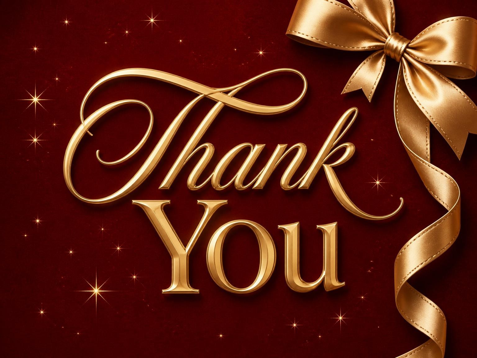The matching thank-you card for the Red Velvet Gold Ribbon 100th Birthday invitation
