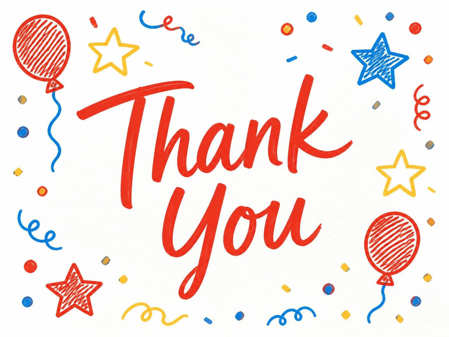The matching thank-you card for the Crayon Scribble Primary 6th Birthday Invitation invitation