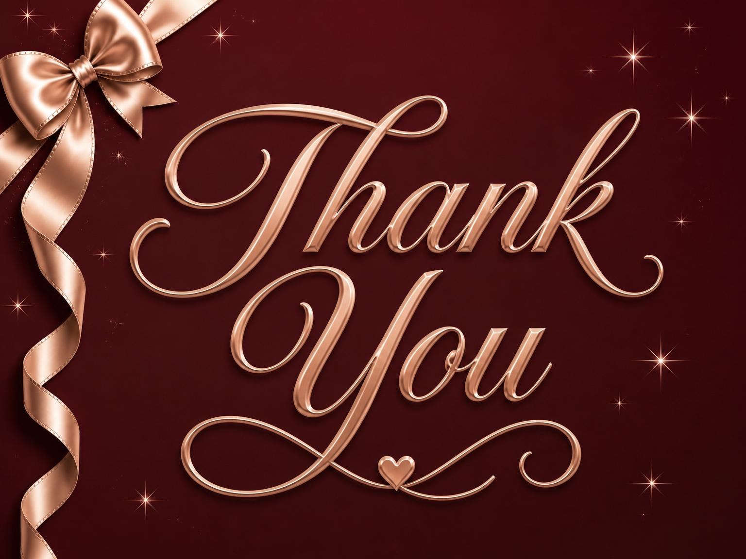 The matching thank-you card for the Burgundy Rose-Gold Ribbon 60th Birthday invitation