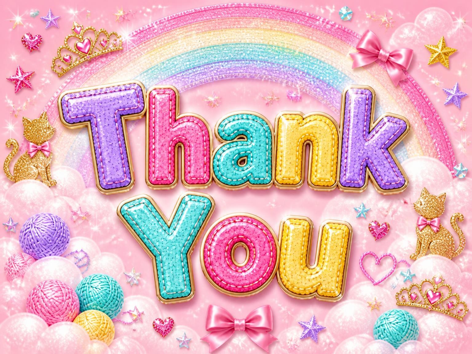 The matching thank-you card for the Glitter Kitty Cat 6th Birthday Invitation invitation