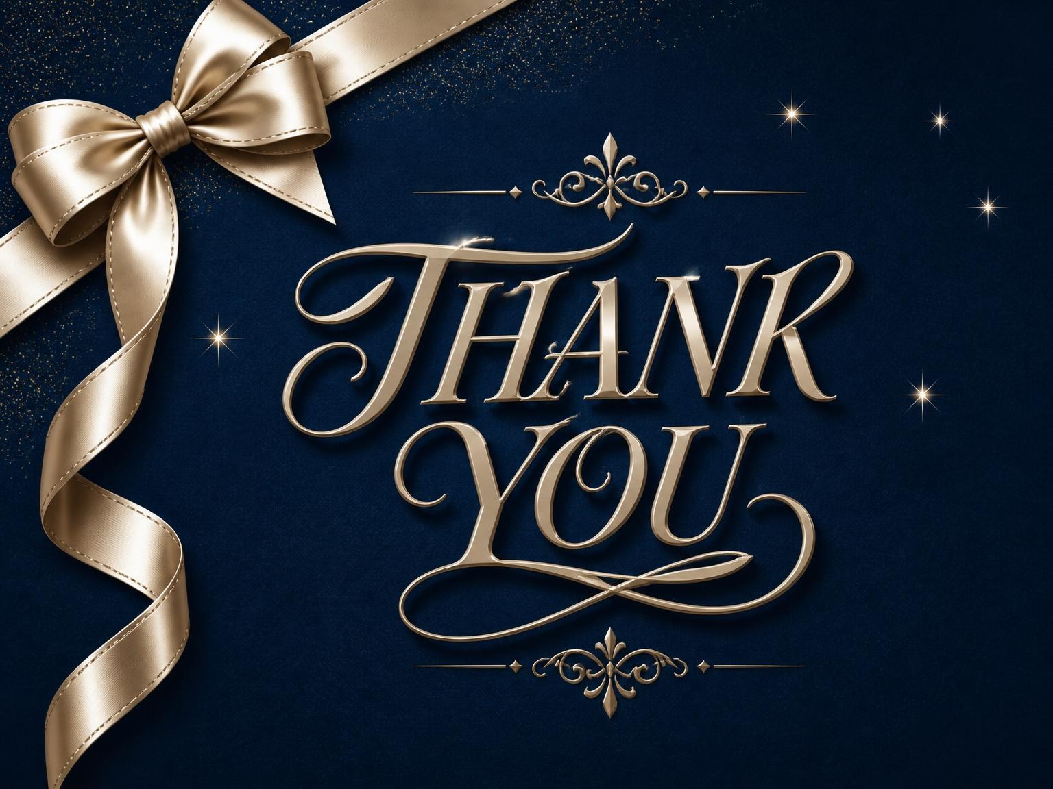 The matching thank-you card for the Navy Champagne Ribbon 45th Birthday invitation