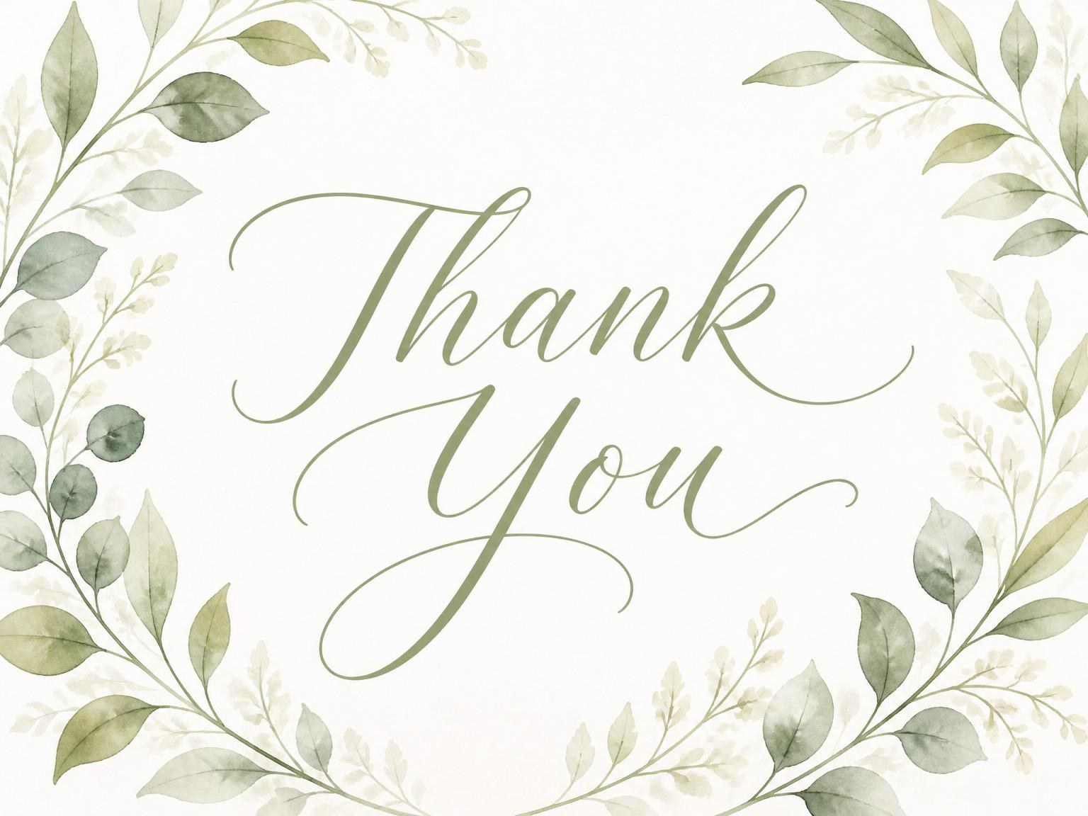 The matching thank-you card for the Sage Watercolor Dress Bridal Shower invitation