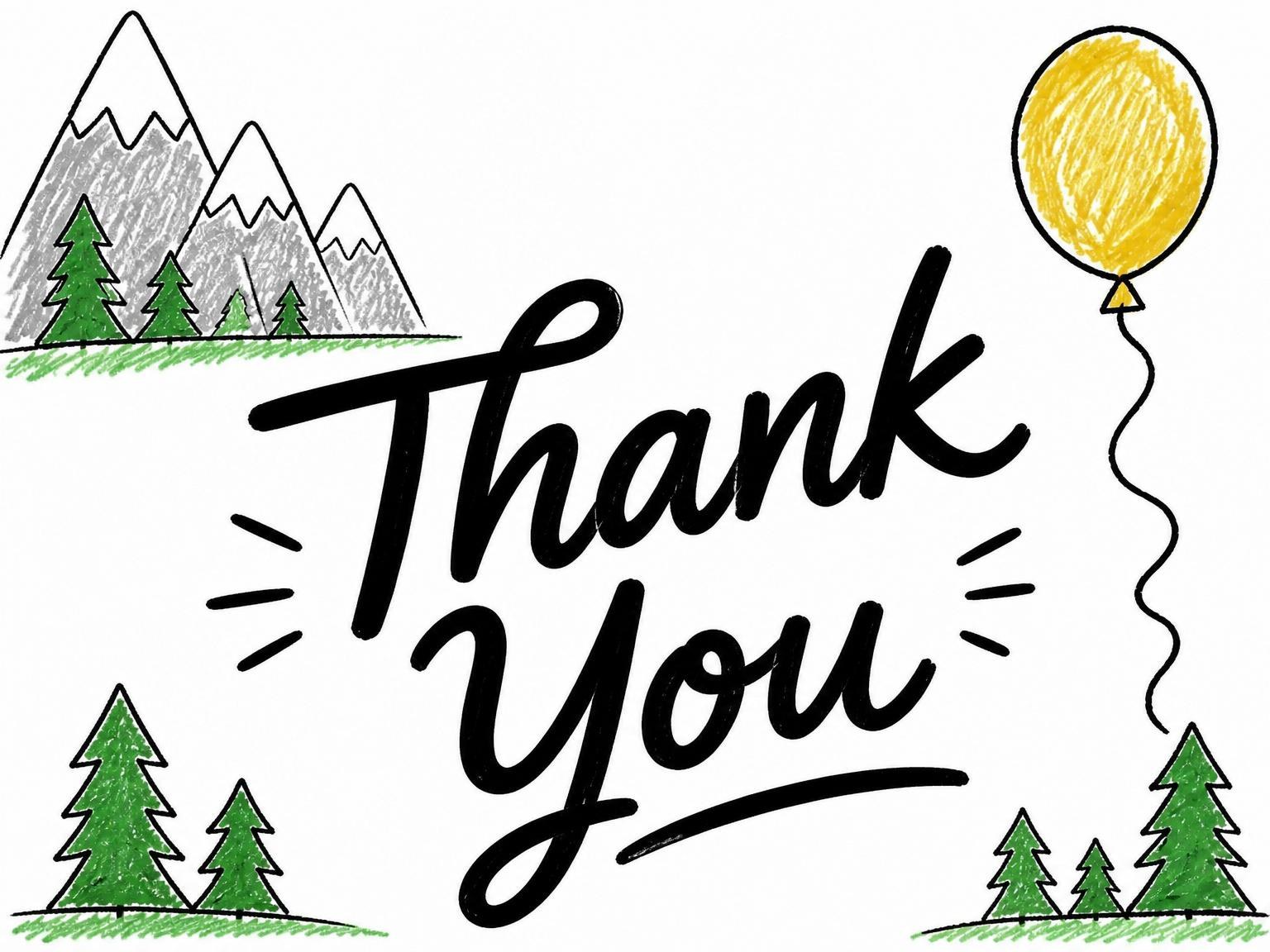 The matching thank-you card for the Crayon Mountain Pine 1st Birthday invitation