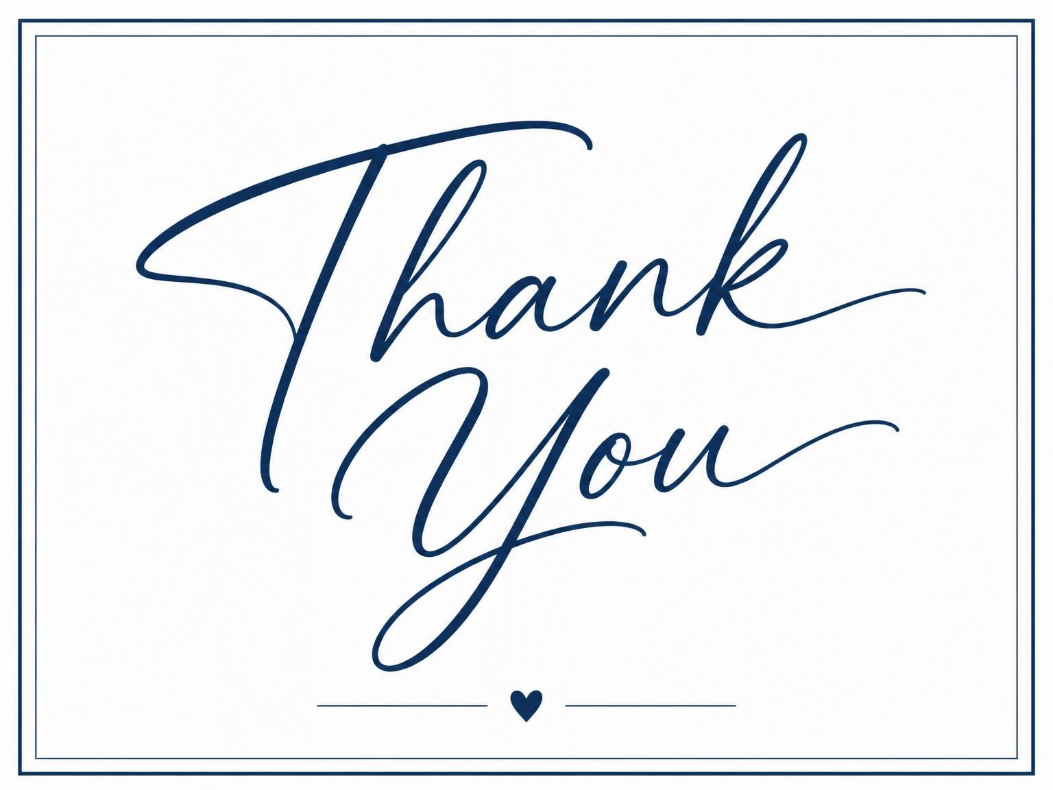 The matching thank-you card for the Minimalist Navy Ninety Milestone invitation